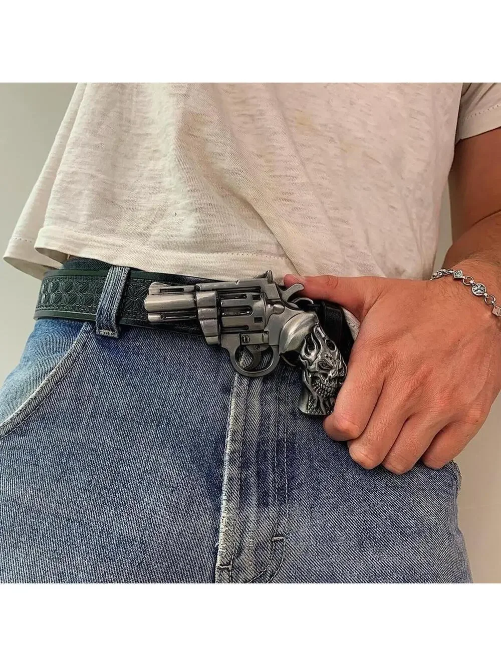 Grunge Punk Gun Skeleton Y2K 2000s style belt. 47 inches length